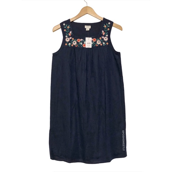 NWT J Crew Embroidered Linen Shift Dress - Picture 6 of 15